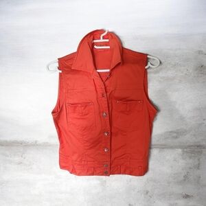 Orange Sleeveless Button-Up Vest
